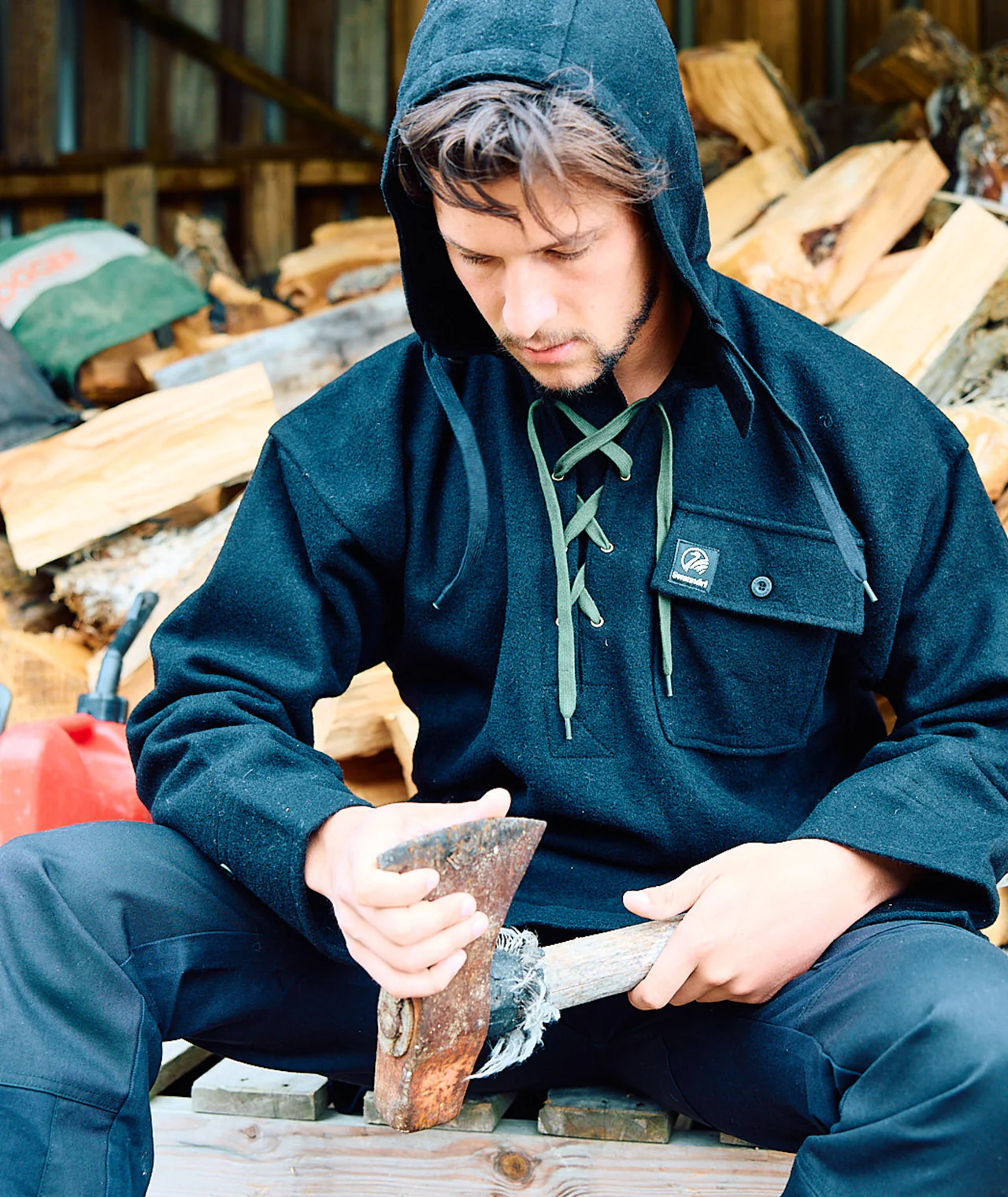 Men's Original Wool Bushshirt with Lace-up front - Image 11